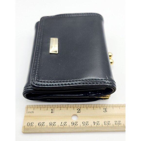 Liz Claiborne Wallet Black Women's Small Fold Out Faux Leather Kiss Lock - Picture 10 of 10